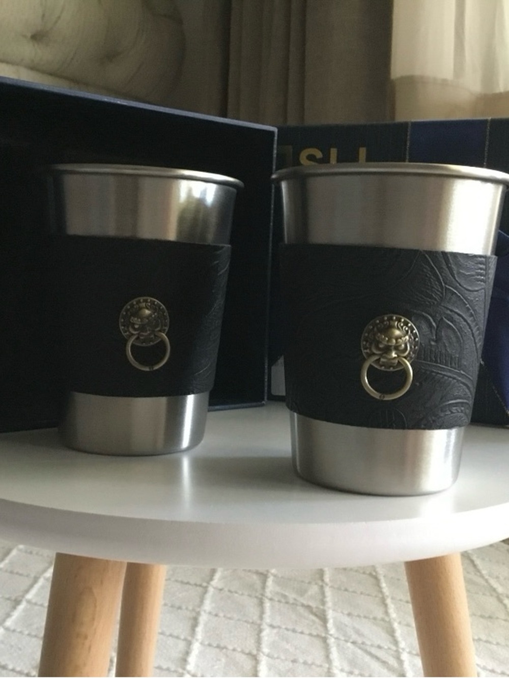 NEW Set of 2 Silver Stainless Steel Cups, 12 oz.